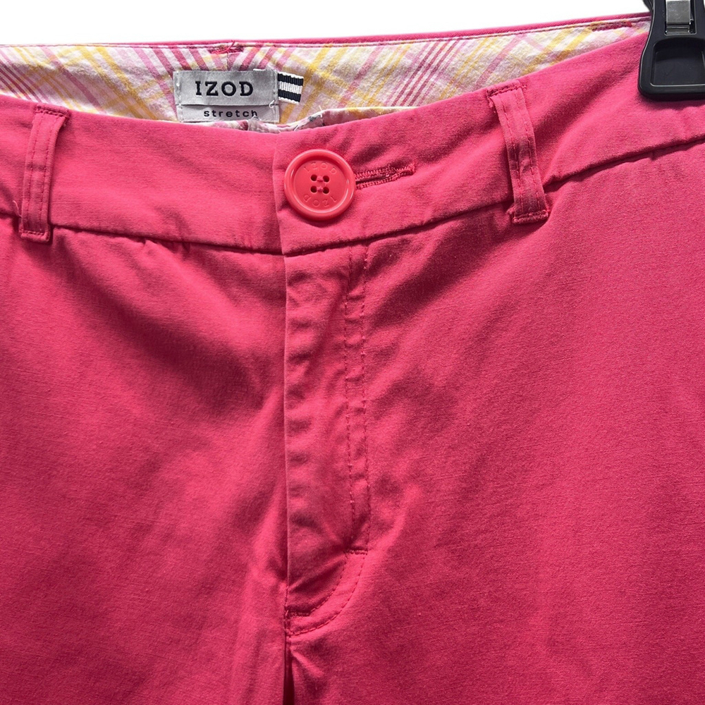 Izod Stretch Fuchsia Pink Crop Capri Pants Size 4 Beach Coastal Summer Preppy - Picture 3 of 7